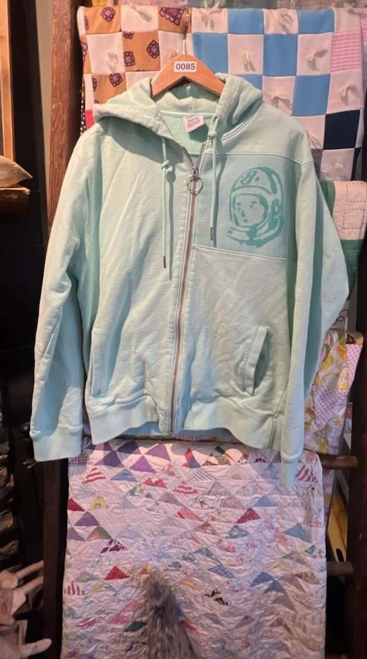 Billionaire Boys Club Astronaut Graphic Zip-Up Hoodie Aqua Seafoam Green Size M